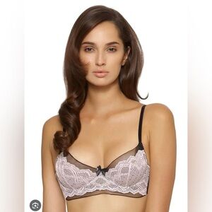 UnVeiled by Felina Argentella Black Mesh Pink Lace size 36DD